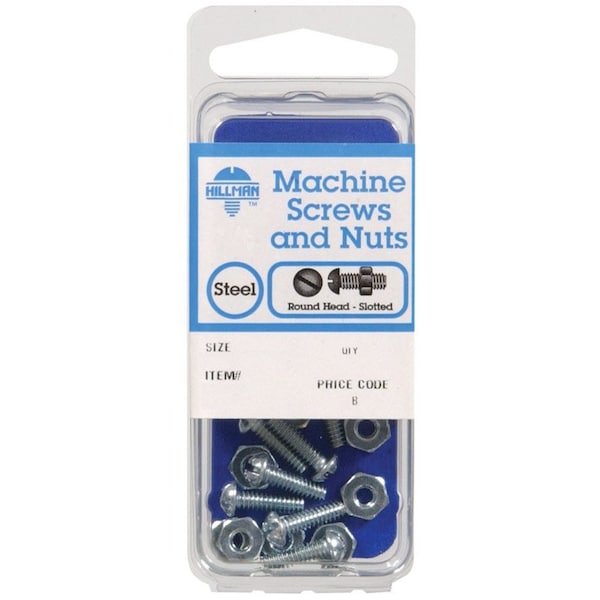 Hillman #10-24 x Slotted Round Machine Screw, Zinc Plated Steel, 10 PK 7686 - main